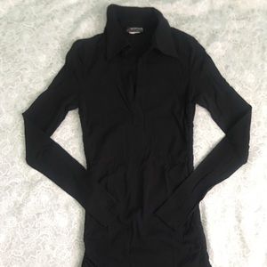 Black collared Long Sleeve Top
